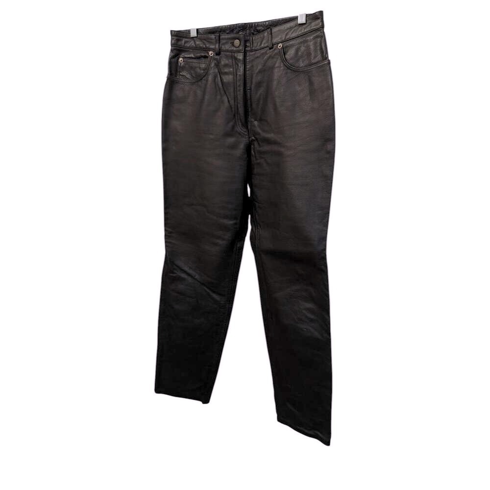 FMC Mens unisex Black Leather 5-Pocket Jeans Pants Size 14